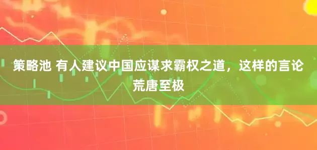 策略池 有人建议中国应谋求霸权之道，这样的言论荒唐至极