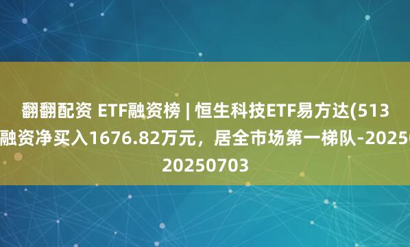 翻翻配资 ETF融资榜 | 恒生科技ETF易方达(513010)融资净买入1676.82万元，居全市场第一梯队-20250703