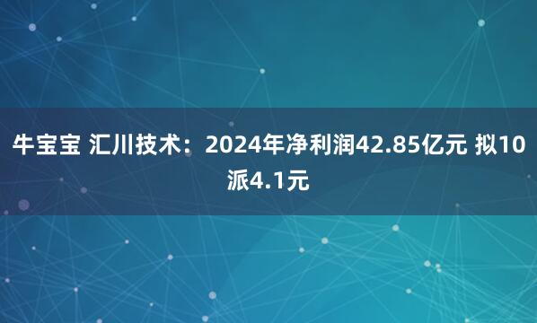 牛宝宝 汇川技术：2024年净利润42.85亿元 拟10派4.1元