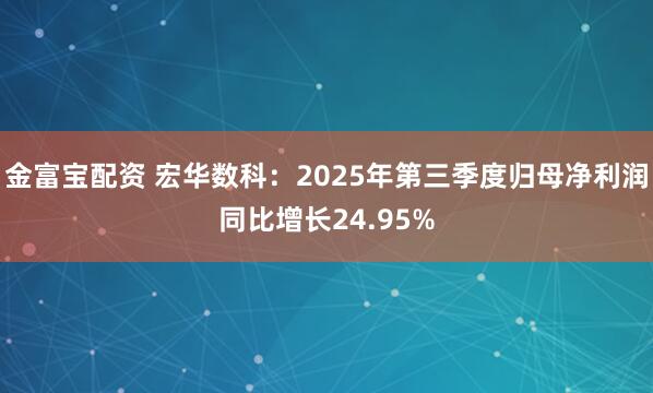 金富宝配资 宏华数科：2025年第三季度归母净利润同比增长24.95%